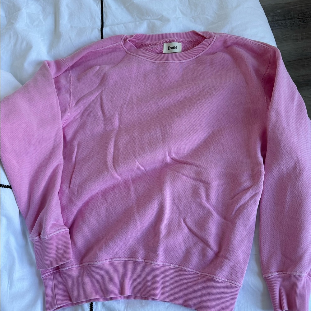DREW Pink Boxy Long Sleeve Sweatshirt crewneck